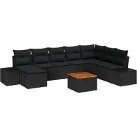 vidaXL Tuinset met 9 zitplaatsen, zwart, van polyrotan