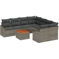 vidaXL Tuinset met 9 stukken, grijs, van polyrotan