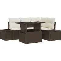 vidaXL Tuinbank Set 5 st Bruin en Crème poly rattan