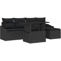 vidaXL Tuinbank Set 6 st Zwart poly rattan