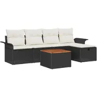 vidaXL Tuinbank Set 6 st Zwart poly rattan