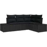 vidaXL Tuinset met 4 zitplaatsen, zwart, van polyrotan
