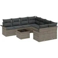 vidaXL Tuinbank Set 9 st Grijs poly rattan