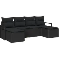 vidaXL Bankstel 6 st Zwart poly rattan