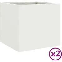 vidaXL Plantenbakken 2 st 32x30x29 cm staal wit