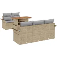 vidaXL Tuinbank Set 6 st Beige en Lichtgrijs poly rattan