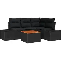 vidaXL Tuinbank Set 5 st Zwart poly rattan