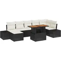 vidaXL Tuinbank Set 8 st Zwart Poly rattan