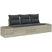 vidaXL Tuinbank Set 3 st Lichtgrijs poly rattan