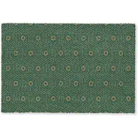 MuchoWow Deurmat 90x60 cm - Droogloopmat Donkergroen - Modern - Patroon - Goud - Mat voor binnen - Schoonloopmat - Deurmatten met print - Inloopmat