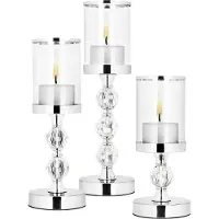 Springos Kandelaars | Zilver | Metaal | Kunststof | Set Van 3 | 28/35,5/41