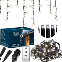Springos Lichtgordijn - - 50 LED - 2,5 m - Koud wit - Buitenaansluiting