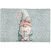 MuchoWow Deurmat 90x60 cm - Droogloopmat Kerstgnome - Cadeau - Groen - Mat voor binnen - Schoonloopmat - Deurmatten met print - Inloopmat