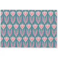 MuchoWow Deurmat 60x40 cm - Droogloopmat Blauw - Retro - Patroon - Hartjes - Mat voor binnen - Schoonloopmat - Deurmatten met print - Inloopmat