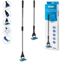 Nobleza Aquarium Schoonmaakset 5-in-1 - Uitschuifbaar tot 85 cm - Algenschraper, Spons, Visnet, Plantentang en Hark