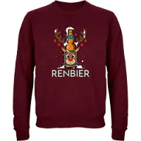 B&C Renbier Kersttrui - Unisex - Kerst - Christmas - Feestdagen - Grappige Trui - Kerstman - Xmas - Foute kerst - Foute Kersttrui - Kerstcadeau - Donkerrood - Maat L