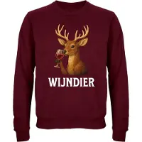 B&C Wijndier Kersttrui - Dames Heren - Unisex - Kerst Cadeau - Wijn - Grappig - Foute Kersttrui - Donkerrood - Maat XL