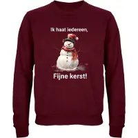 B&C Ik Haat Iedereen, Fijne Kerst Kersttrui - Foute Kersttrui Dames Heren - Kat - Unisex - Kerst Cadeau - Grappig - Zwart - Donkerrood - Maat M