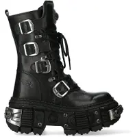 New rock zwarte halfhoge lederen Goth-laarzen-WALL1473-S11