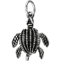 MOOYE ® - Collectie Zilveren Lederschildpad bewegend ketting hanger