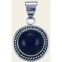 MOOYE ® - Collectie Zilveren Lapis lazuli edelsteen rond met kabelrand kettinghanger