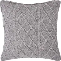 Homescapes Grijze katoenen kabelgebreide kussenhoes 45 x 45 cm