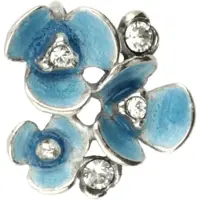 MOOYE ® - Collectie Zilveren Bloemen met swarovski kristallen en blauw emaille Art Nouveau Jugendstil hanger