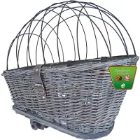 Gebr. De Boon Fietsmand riet 42/57 cm achterop met rek grijs