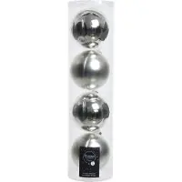 Ksd 4 kerstballen zilver glans-mat 100 mm