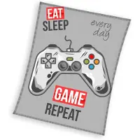 MCU Fleeceplaid Eat Sleep Game Repeat - 150 x 200 cm - Coral Fleece