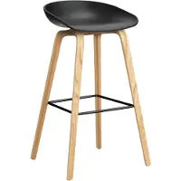 HAY Barstoel AAS32 High Water-Based Lacquered Oak Veneer 4 Leg Base Black Powder Coated Steel Footrest H75 Black 2.0