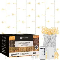 Springos Lichtgordijn | IJspegel Verlichting | Inclusief USB En Afstandsbediening | 200 LED | 5 Meter | Warm Wit