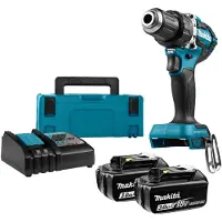 Makita Boormachine + slagboor, DDF 484 RFJ accuboormachine borstelloos 18V 54Nm + 2x oplaadbare batterijen 3,0Ah + lader in Makpac (Oplaadbare batterij)