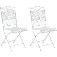CLP Kiran Set van 2 tuinstoelen - Opvouwbaar - Metalen stoel - Art nouveau - wit