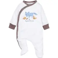 Nini Rompertje/body 'Forest Treasures' hemelsblauw / bruin / geel / wit