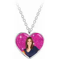 K3 - zilveren meisjesketting - collectie - roze glitterhart - Hanne - 36cm