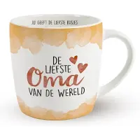 Miko Cadeau koffie/thee mok oma - wit/oranje - lieve oma - porselein - Omadag - feest mokken