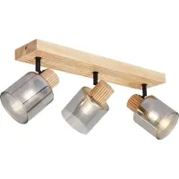 QAZQA Smart spot hout met smoke glas 3-lichts draai- en kantelbaar incl. Wifi G45- Gracy