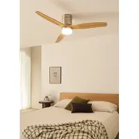 Create - Plafondventilator 40W silent Ø132 cm - Met Verlichting drie temperaturen - Met Afstandsbediening - 6 Snelheden - Timer - Zomer/Winter functie - Níkkel - WIND CALM