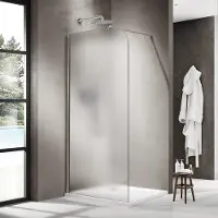 FortiFura Galeria Inloopdouche - 100x200cm - afgeronde glaswand - links - mat glas - wandarm - Chroom SW1418375/SW797904