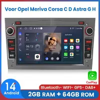 AWESAFE Autoradio - Geschikt Voor Opel Meriva Corsa C D Astra G H - Draadloos Apple Carplay & Android Auto - Android 14 - Radio met navigatie - 7 inch HD touchscreen - Ram 2GB + Rom 64GB - Grijs