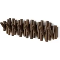 Umbra piketkapstok met 8 haken - Walnoot Wandkapstok met neerklapbare houten haken Echt grenenhout Decoratieve wandopberger voor jassen Hoeden Sjaals
