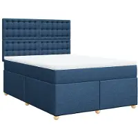 vidaXL Boxspring met matras stof blauw 160x200 cm
