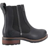 Cotswold Notgrove Leren Dames Zwarte Platte Chelsea Laarzen