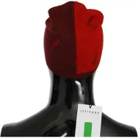 Costume National Heren Rode Wol Blend Gemerkte Beanie Hoed