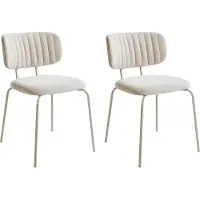 Beliani IRINS - Eetkamerstoel set van 2 - Lichtbeige - Chenille