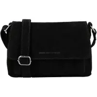 Hide & Stitches Brazos Schoudertas - Suede - Crossbody - Leer - Overslag - Leren Dames Tas - Zwart