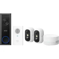 Eufy Video Deurbel C30 + eufyCam C35 - Incl. 2 Camera, HomeBase Mini, Chime & SD Kaart – Beveiligingsset – Voordeelbundel