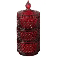 J-Line voorraadpot 3 lagen - glas - rood