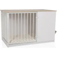 Hjh LIVING Hondenbench / hondenkooi PAWHOME XL 102x59,8x65,3 cm wit/eiken